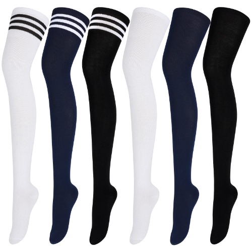 Aneco 6 Pairs Extra Long Socks Long Boot Stockings Thigh High Socks for Women