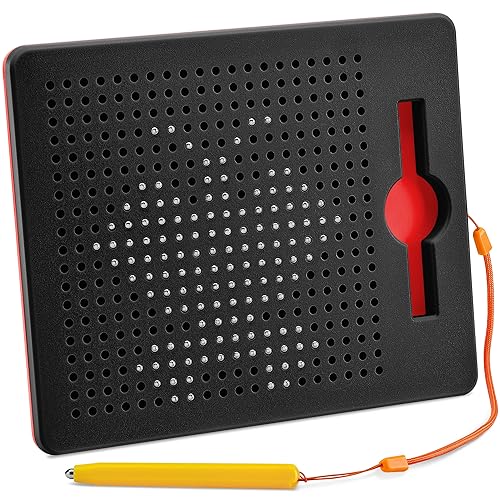 AYNAT FUN Magnetic Drawing Board for Toddlers & Kids - Toddler Doodle & Sketch Toys, Includes Magnet Stylus Pen and Beads for Girls & Boys, Travel & Car Ride Activities - Square Black