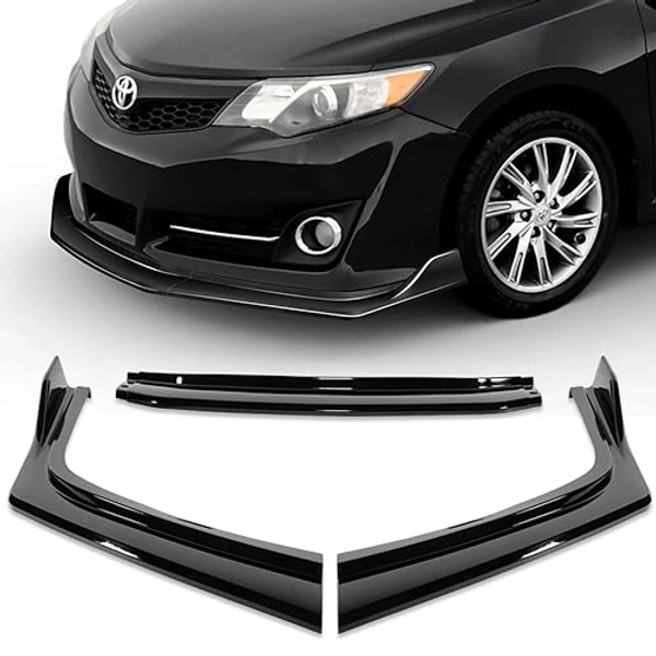 Q1-TECH, Front Bumper Lip fit for Compatible with Toyota Camry SE Model Only 2012-2014, Front Lip Spoiler Air Chin Body Kit Splitter, Painted Black ABS