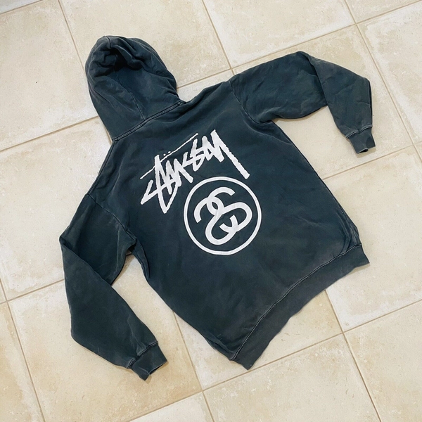 Stussy Logo Hoodie Men’s Black Pullover Streetwear Graphic 2022