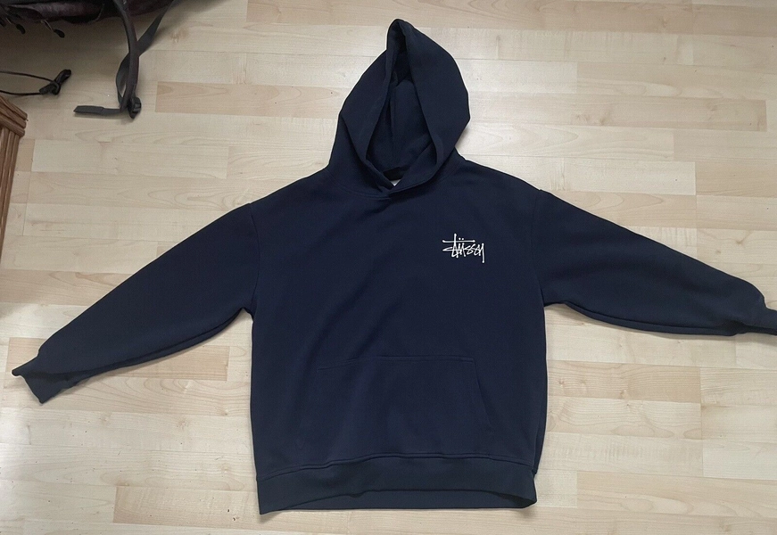 Stussy Basic Logo Hoodie BRAND NEW, Mens Medium, Navy