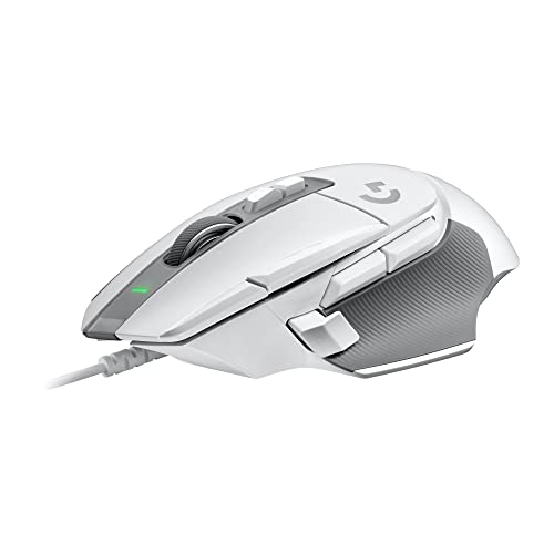 Logitech G502 X Wired Gaming Mouse - LIGHTFORCE hybrid optical-mechanical primary switches, HERO 25K gaming sensor, compatible with PC - macOS/Windows - White - White - Wired - Non-RGB - Mouse