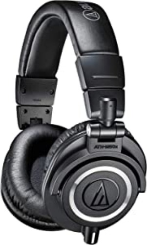 Audio-Technica ATH-M50X Professional Studio Monitor Headphones, Black, Professional Grade, Critically Acclaimed, with Detachable Cable - Black Wired Headphone