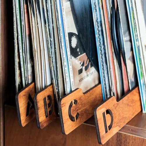 Generic Vinyl Record Dividers,Record Dividers,Alphabetical Vinyl Record Storage Dividers A-Z, Wooden Record Dividers,Album Dividers for Vinyl Records (1 Set) - 1 Set