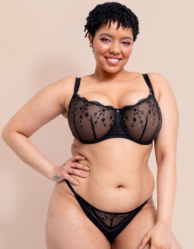 Curvy Kate Stardust Balcony Bra Black Sparkle | 32GG
