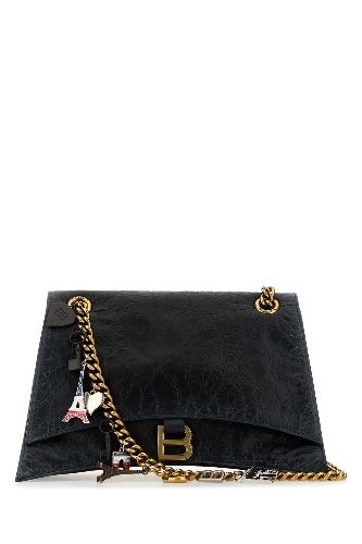 Black leather medium Crush Chain shoulder bag - OS