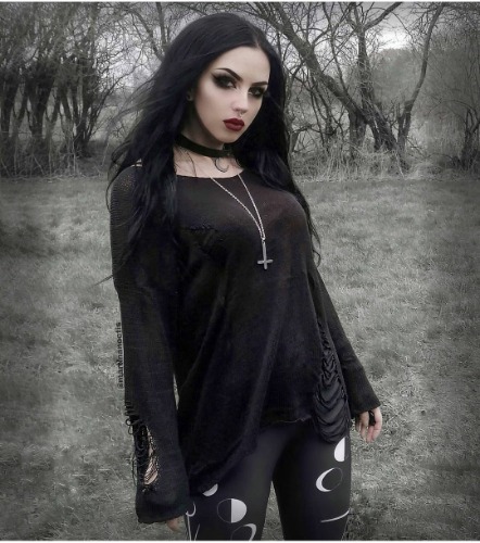 'Sleepy Hollow' Black Grunge Ripped Sweater