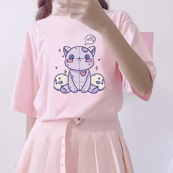 Creepy Cat Shirt, Pastel Goth Shirt