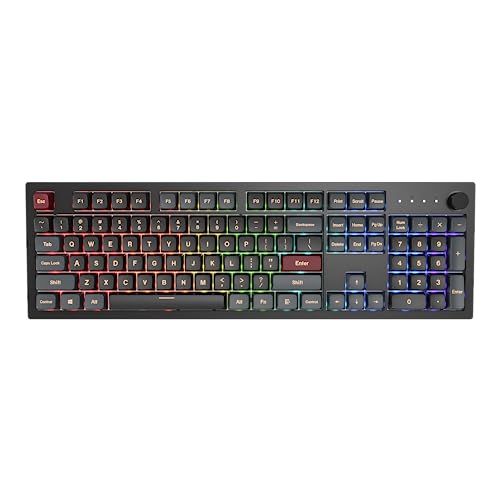 Montech MKey Mechanical Gaming Keyboard: Customizable RGB LED, Premium MDA Profile PBT Keycap, Hot-Swappable Gateron G Yellow Pro 2.0 Pre-lubed Switches, Osaka Castle Theme, Darkness (MK105DY) - Full size - Darkness with Yellow switches