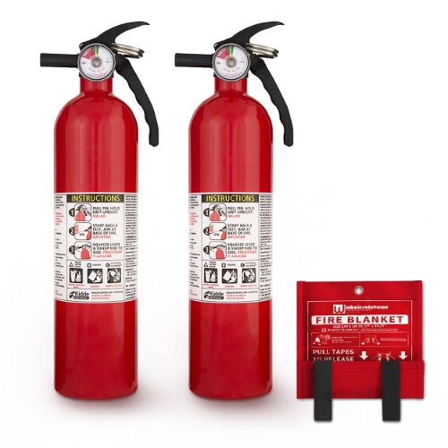 Kidde FA110 Multi Purpose Fire Extinguishers for The House and Boat with Wall Mount Bracket, (Rating 1-A:10-B:C) 2 Pack, Includes Wholesalehome Fire Blanket - 2