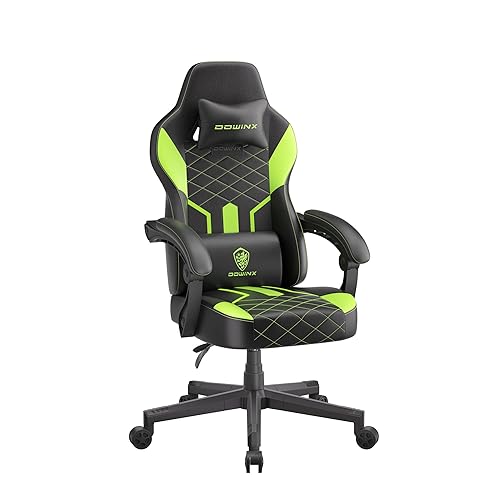 Dowinx Gaming Chair with Pocket Spring Cushion, Ergonomic Computer Chair High Back, Reclining Game Chair Pu Leather 350LBS, Green - Green - without footrest