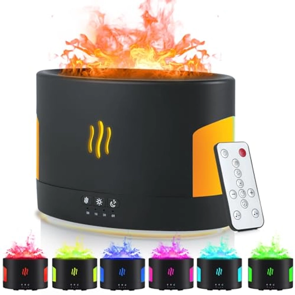 LOVME 450ML Flame Diffuser-Volcano Diffuser-with Remote Control, Bluetooth Speaker & White Noise Function, Flame humidifier fire Diffuser for Bedroom Home Office Yoga Gym