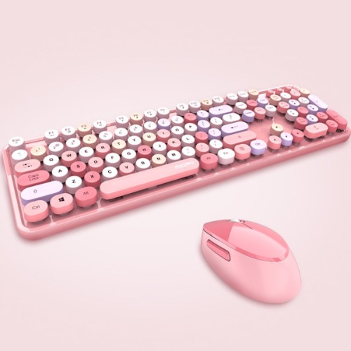 Spring Multi Wireless Keyboard And Mouse Set - PASTEL PINK