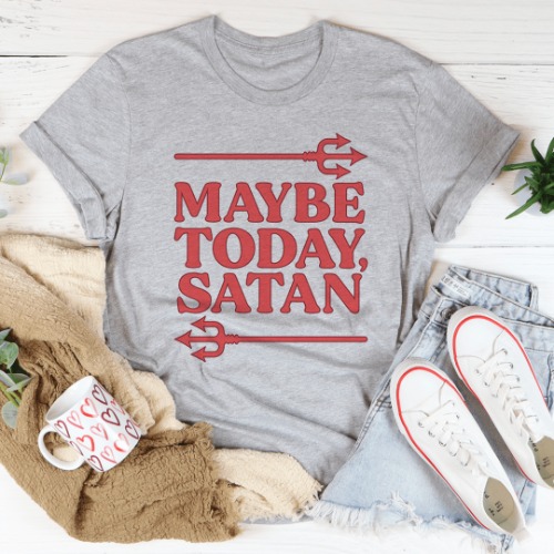 Maybe Today Satan Tee - Athletic Heather / XL