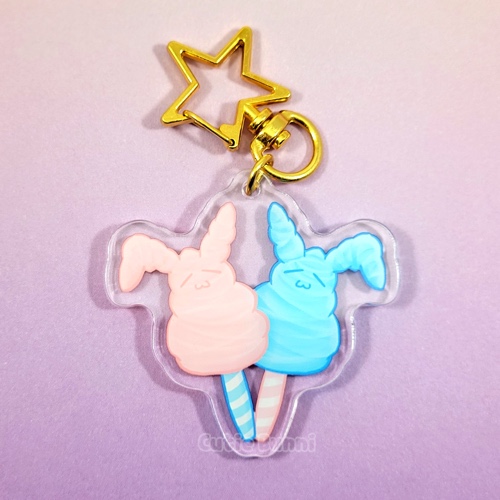 Cotton Candy Buns Acrylic Charm Keychain