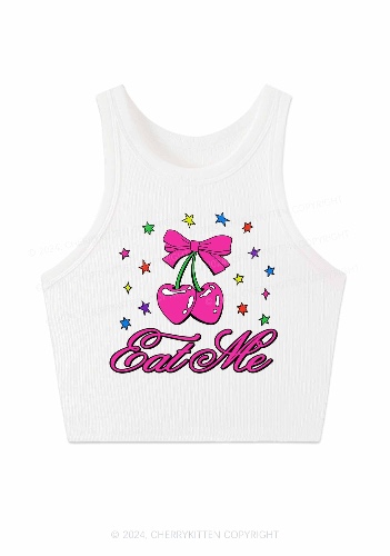 Eat Me Cherry Y2K Crop Tank Top Cherrykitten | White / L