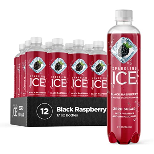 Sparkling ICE, Black Raspberry Sparkling Water, Zero Sugar Flavored Water, with Vitamins and Antioxidants, Low Calorie Beverage, 17 fl oz Bottles (Pack of 12) - Black Raspberry