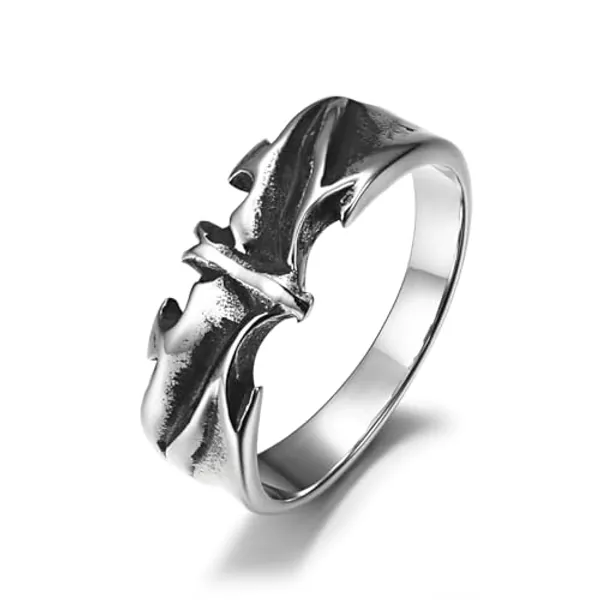 JESMING Dark Gothic Bat Ring Vampire Statement Rings Stainless Steel Ring Elegant Night Rings for Men - Silver - 7