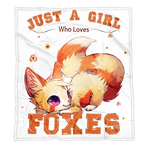 Fox Blanket for Girls Fox Gifts for Girls - Just A Girl Who Loves Foxes - Soft Cozy Flannel Throw Sofa Bed Lightweight Plush Blanke 40x50 Inches - Fox - 40x50 Inch