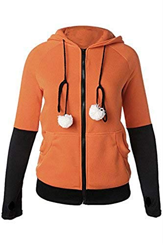 Ruleewe Fox Ears Hooded Sweatshirts Cute Animal Fox Cosplay Costume Coat Jacket - XX-Large - Orange