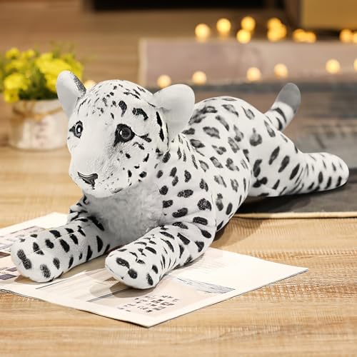 Gisqis Snow Leopard Stuffed Animals, 24" Stuffed Snow Leopard Plush White Leopard Plush Toys Pillow Soft Realistic Jungle Stuffed Animals Valentine Birthday Gift for Kids - Snow Leopard - 24inch