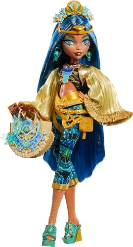 Monster High Cleo De Nile Doll with Glam Monster Fest Outfit and Festival Themed Accessories Like Snacks, Band Poster, Statement Bag and More
