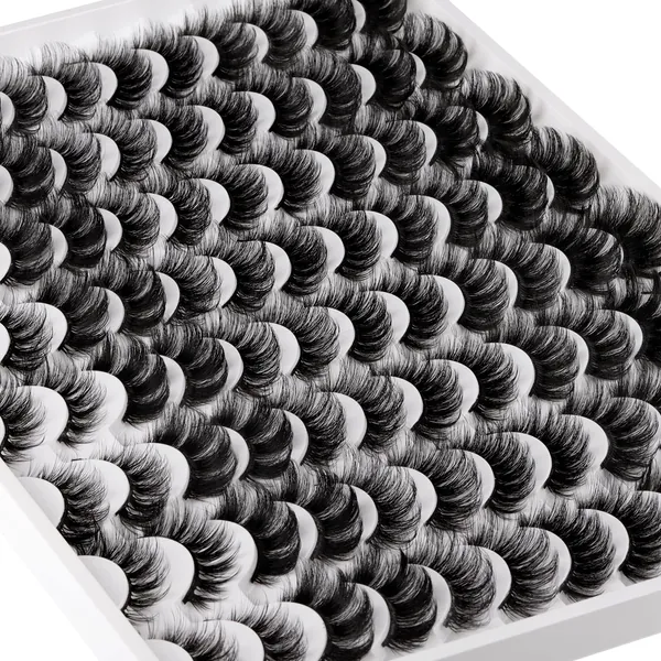 False Eyelashes 48 Pairs 6 Styles Mixed Fluffy Curled Fake Eye Lashes Bulk Wholesale Dramatic Thick 5D Wispy Strip Faux Mink Eyelashes Multipack - A-6 Styles