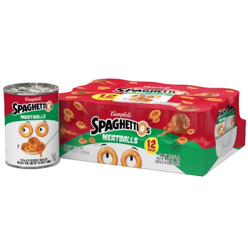 SpaghettiOs Canned Pasta with Meatballs, Healthy Snack for Kids and Adults, 15.6 OZ Can (Pack of 12) - 15.6 Ounce (Pack of 12)