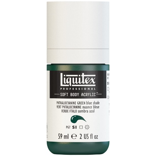 Liquitex Professional Soft Body Acrylic Paint, 59ml (2-oz) Bottle, Phthalocyanine Green (Blue Shade) - 2 Fl Oz (Pack of 1) Phthalocyanine Green (Blue Shade)