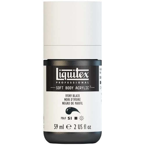 Liquitex Professional Soft Body Acrylic Paint, 59ml (2-oz) Bottle, Ivory Black - 2 Fl Oz (Pack of 1) Ivory Black