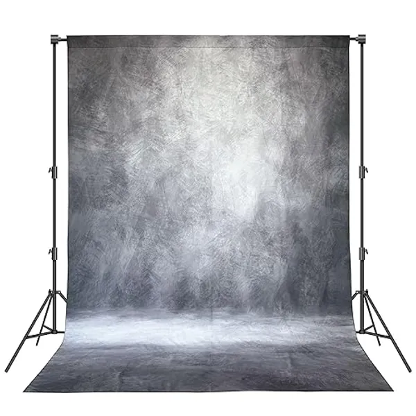 Haboke Abstract Professional Photography Backdrop for Portrait Photo Props Booth Background Photoshoot Studio with Ployester Fabric Roller Pocket on Top (8x10ft,Grey) - 8'x10' - Grey