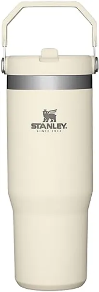 STANLEY IceFlow Stainless Steel Tumbler with Straw - Vacuum Insulated Water Bottle for Home, Office or Car - Reusable Cup with Straw Leak Resistant Flip - Cold for 12 Hours or Iced for 2 Days (Cream) - Cream - 30 Ounces