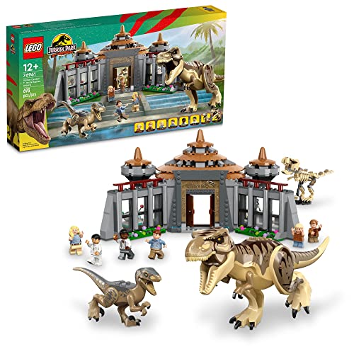 LEGO Jurassic Park Visitor Center: T. rex & Raptor Attack 76961 Buildable Dinosaur Toy; Gift for Teens and Kids Aged 12 and Up, Including a Dino Skeleton Figure, 6 Minifigures and More - Frustration-Free Packaging