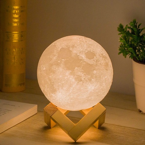 Mydethun Moon Lamp, 4.7 inch - 3D Printed Lunar Lamp - Moon Light - Night Lights for Kids Room, Women, Home Decor, Gifting - USB Charging - Touch Control Brightness - White & Yellow - 4.7 Inch White & Yellow