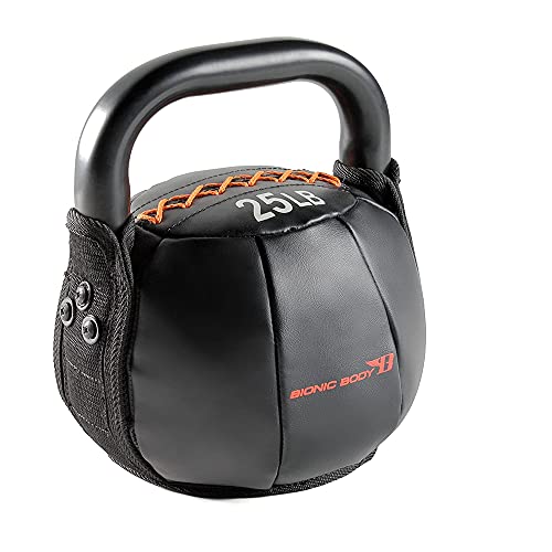 Bionic Body Soft Kettlebell with Handle for Weightlifting, Conditioning, Strength and core Training - 25LB