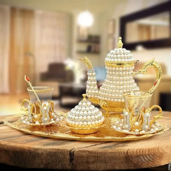 12pcs Tea Cups Set Turkish Teapot Tray Small Sugar Bowl 2 | Etsy