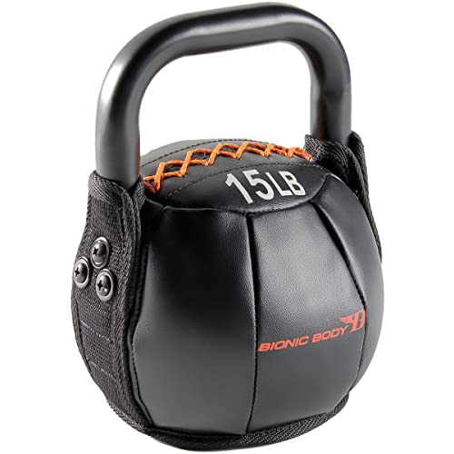 Bionic Body Soft Kettlebell with Handle for Weightlifting, Conditioning, Strength and core Training - 15LB