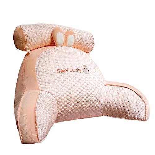 PW TOOLS Ice Silk Cute Reading Pillow, rückenkissen mit armlehnen, lesekissen für Bett und Sofa, bettsessel Rückenlehnenkissen mit Rückenstütze, Kissengeschenke für Ehemann und Freund - Hase Typ B - 60×45×20cm
