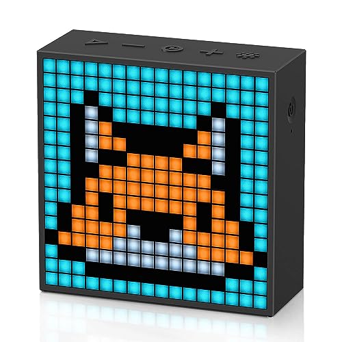 Divoom TimeBox Evo -- Pixel Art Bluetooth Speaker with 16x16 LED Display APP Control - Cool Animation Frame & Gaming Room Setup & Bedside Alarm Clock- Black