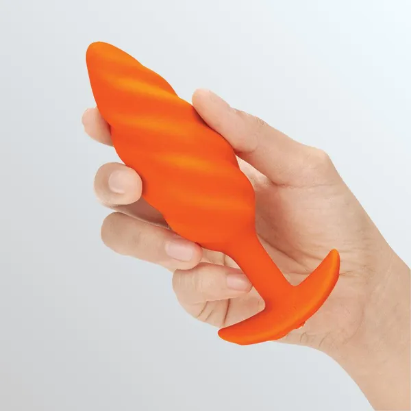 B-Vibe Texture Vibrating Butt Plug Swirl - Orange (Medium)
