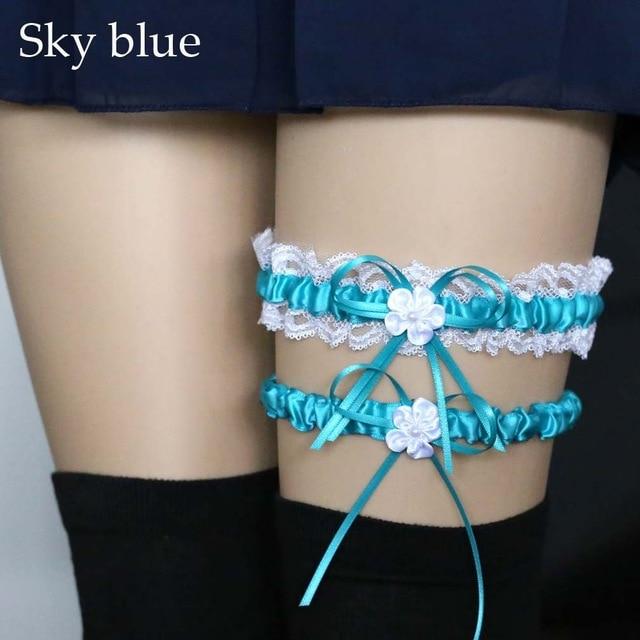 Ruffled Garter Belt Set - Sky Blue