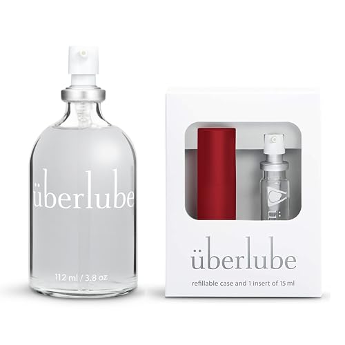 Uberlube Home and Travel Bundle - Red Travel Lube Kit + 112ml Bottle Silicone Lube, Unscented, Flavorless, Works Underwater - 112ml + Red Kit