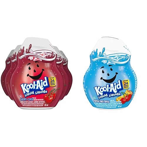 Kool-Aid Cherry Liquid Drink Mix, 48ml (Pack of 12) & Tropical Punch Liquid Drink Mix, 48ml - Cherry - 48 ml (Pack of 12) - Drink Mix + Tropical Punch Liquid Drink Mix