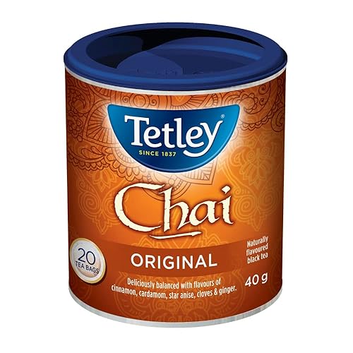 Tetley Chai Black Tea - 20 Tea Bags, 40 Grams, Kosher, Contains Caffeine - 20 Tea bags