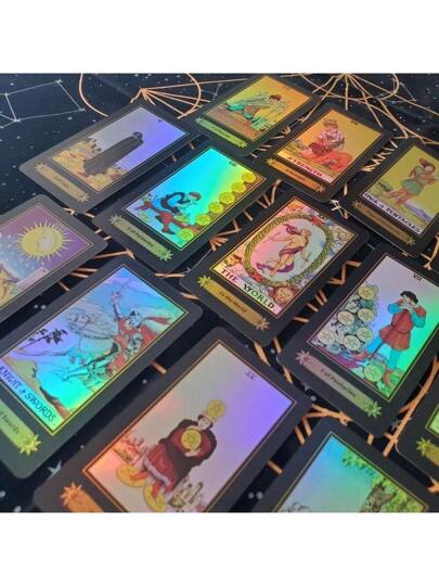 King Waite Tarot, Cards Deck With Guidebook Sets And Package Bag, Holographic Classic 78 Cards Fortune Telling Game, Gaming Gift,Tarot Cards,Tarot,Tarot Deck