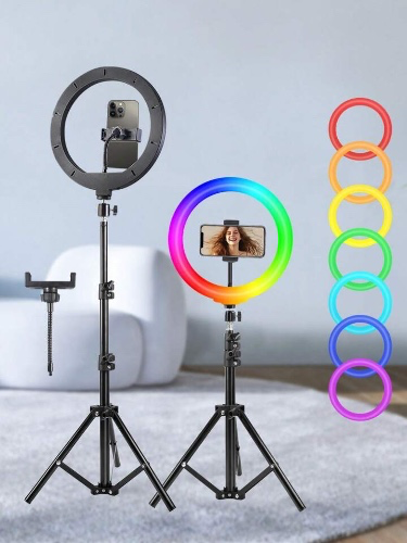 12 Inch Professional LED Ring Fill Light With Phone Clip -38 Color Modes, Stepless Dimming, Fast LED, Matte Metal Finish, Knob Control, Perfect For Christmas Parties, Scene Decoration, Holiday Gifts, Real-Time Streaming Fill Photography LED Light With Flexible Tripod Stand & Phone Holder For Photo Selfie Video Recording Zoom Meeting, Handheld Selfie, Outdoor Activities, Interviews, Live Streaming,Vlogging LED Light With Flexible Tripod Stand & Phone Holder, For Iphone Android Phone Mobile Phone,Camera No Battery Required,128 Color Modes Selfie Ring Light Suitable For Photography And Video Recording,Photo Selfie Video Recording Zoom Meeting, Handheld Selfie, Outdoor Activities, Interviews, Live Streaming,Vlogging