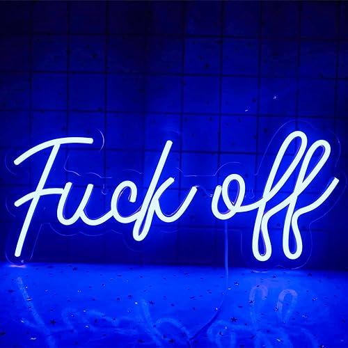 Lucunstar Fuck Off Neon Sign,Neon Signs for Wall Decor,Blue Neon Lights for Wall Decor USB/Switch Operated Neon Wall Sign for Bedroom,Bar Signs,Led Signs Wall Decor for Room,Teen Room,Party Light - Blue