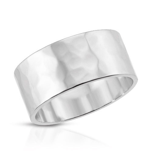 9.5Mm Hammered Ring - Silver 10