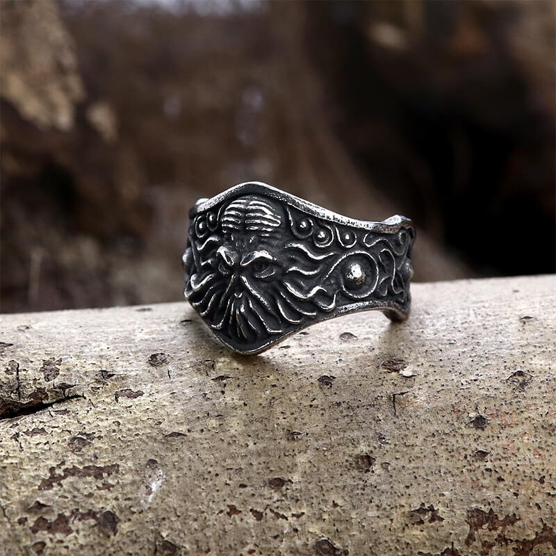 Gothic Octopus Stainless Steel Cthulhu Ring - Stainless Steel / 10