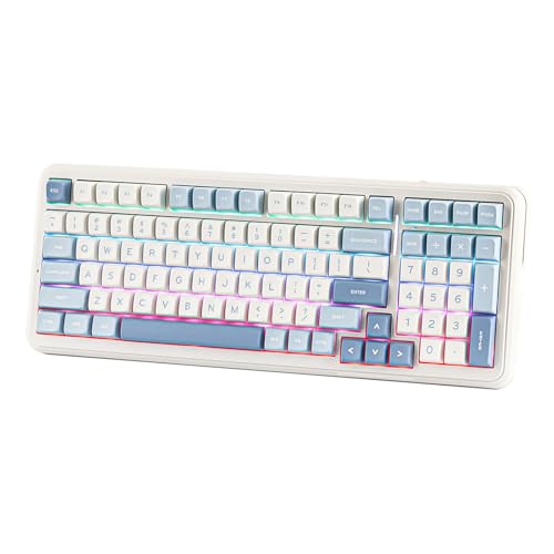 MechLands MCHOSE K99 Clavier de jeu sans fil 96 % - Clavier mécanique - BT5.0/2,4 GHz/USB-C - Avec rembourrage à 6 couches - Batterie 6000 mAh - Hot Swappable - NKRO pour Win/Mac/Linux